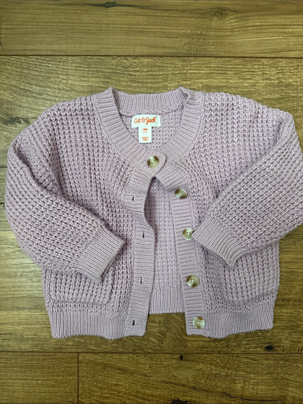 Cat & Jack Lilac Knit Button-Up Cardigan